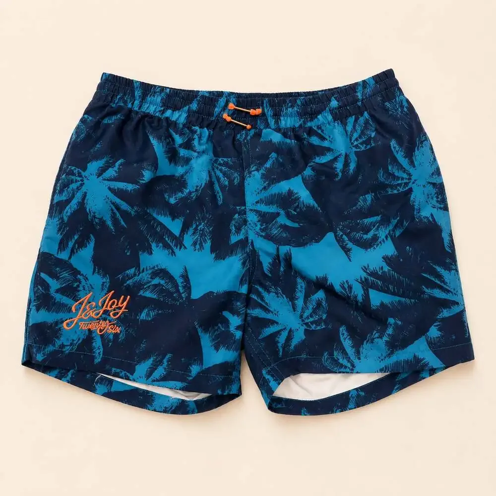 Vintage Jn.Joy Boys Size 8 Tropical Palm Print Swim Trunks